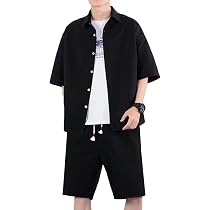 Amazon | [JINPIN] メンズ シャツ ハーフパンツ 上下セット 2点セット
